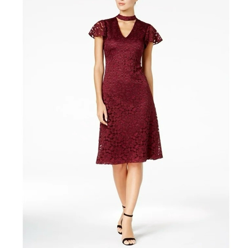 Julia Jordan Burgundy Lace Choker Dress Size 6